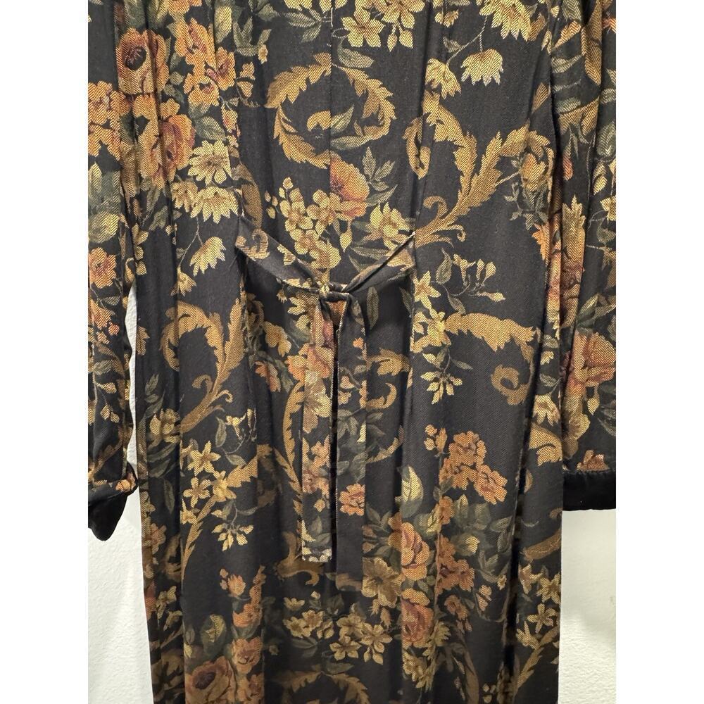 Vintage JESSICA HOWARD Button Front Black Floral Tapestry‎ Dress Buttons Maxi - Picture 8 of 14